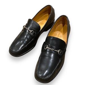 Cole Haan Black Patent Leather Loafers Silver Buckle Slip On Hand Sewn Men’s 8B